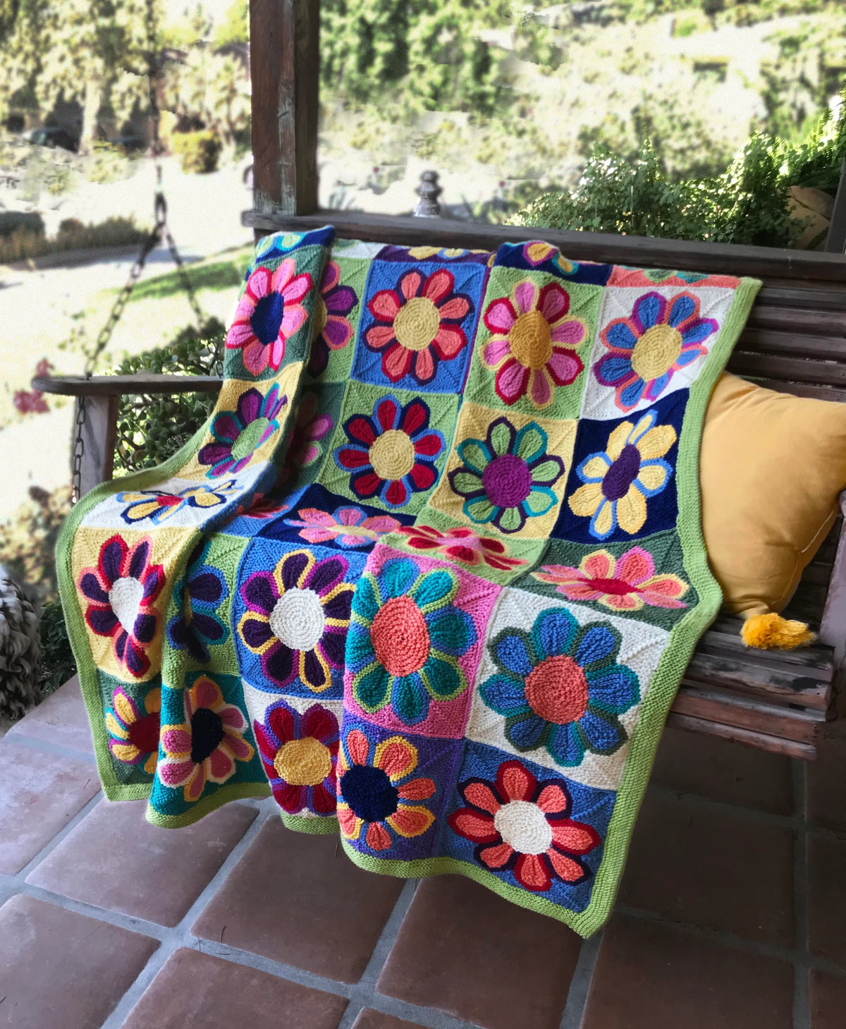 🌸 Flower Show Blanket – Retro Floral Block Knit Pattern (PDF) ✨