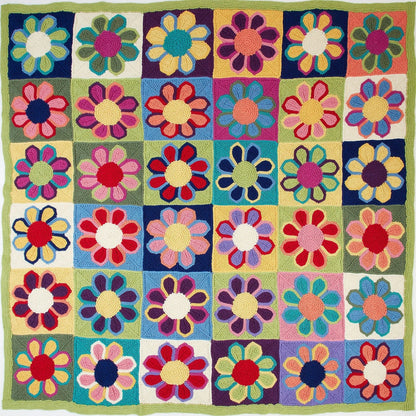🌸 Flower Show Blanket – Retro Floral Block Knit Pattern (PDF) ✨