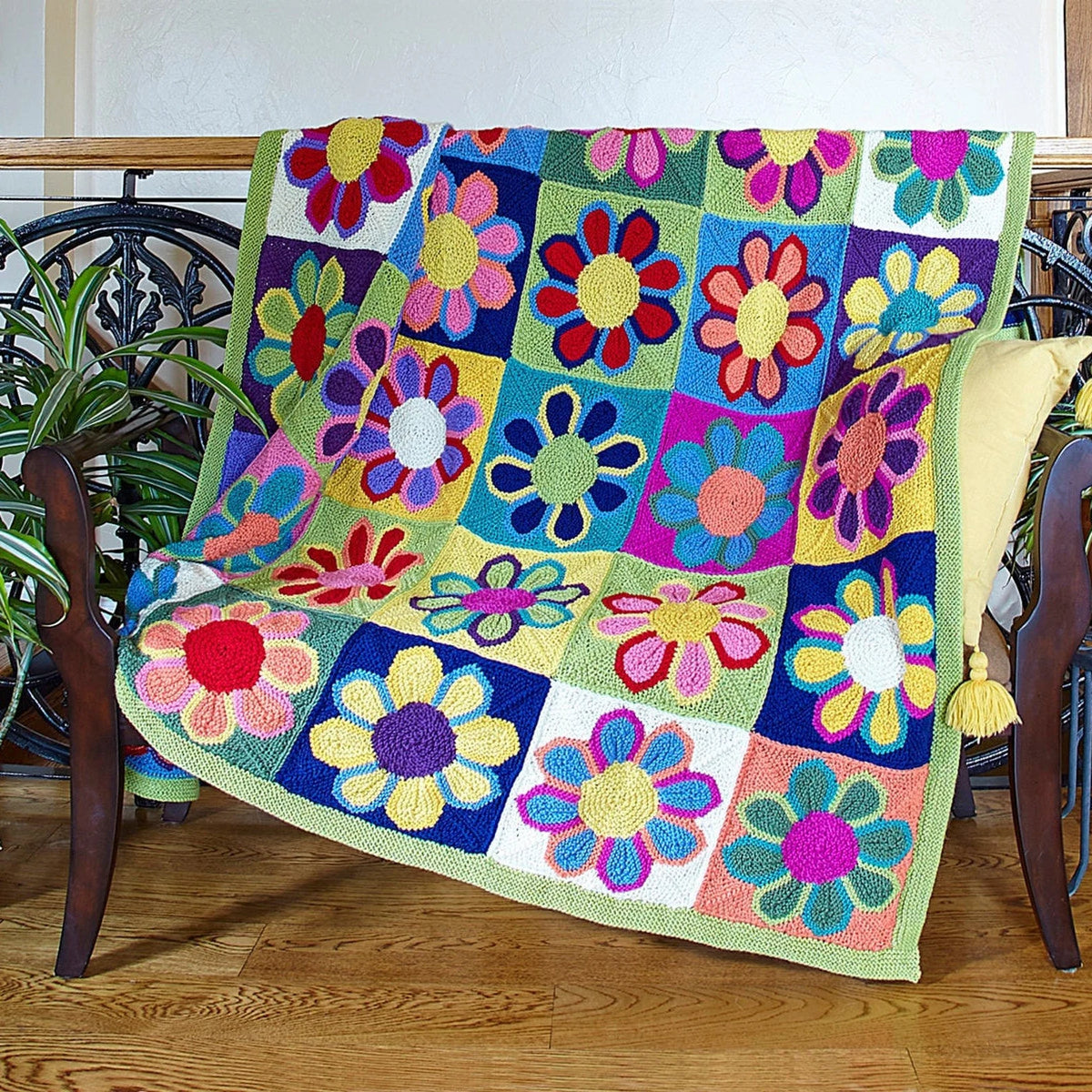 🌸 Flower Show Blanket – Retro Floral Block Knit Pattern (PDF) ✨