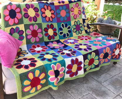🌸 Flower Show Blanket – Retro Floral Block Knit Pattern (PDF) ✨