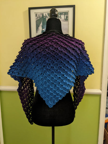 🐉 Dragon Scale Shawl Crochet Pattern – Fantasy Lace Wrap PDF ✨